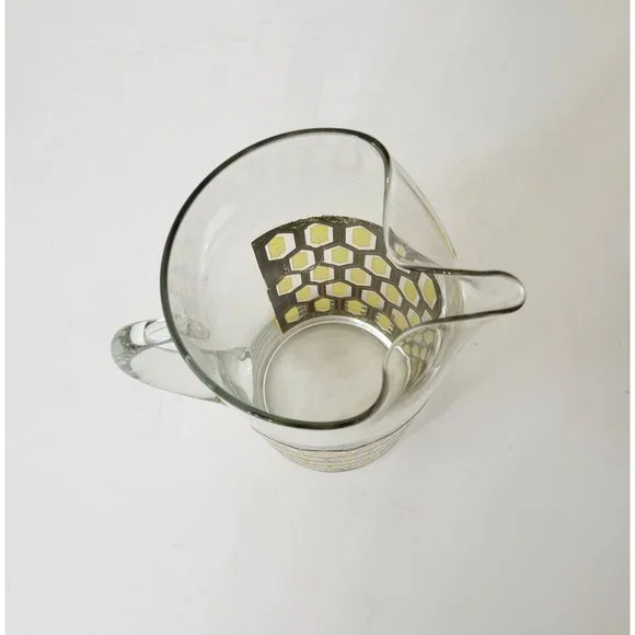 West Virginia Glass Gold Hexagon Pitcher Vintage MCM Madrid - Picture 3 of 8